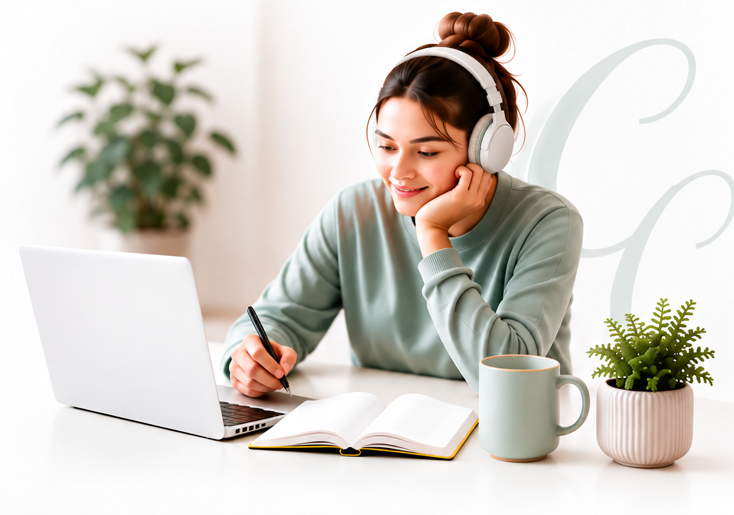 Student studying online